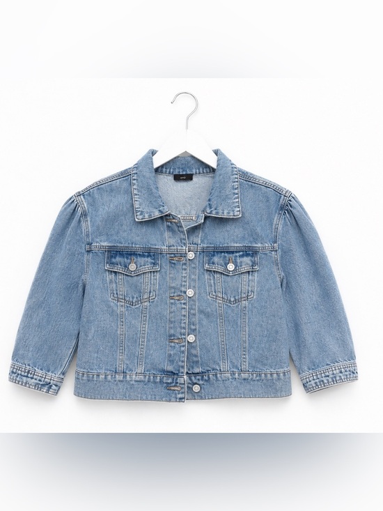 Miou Muse Jackets & Blazers - Light Blue Denim Trucker Jacket by